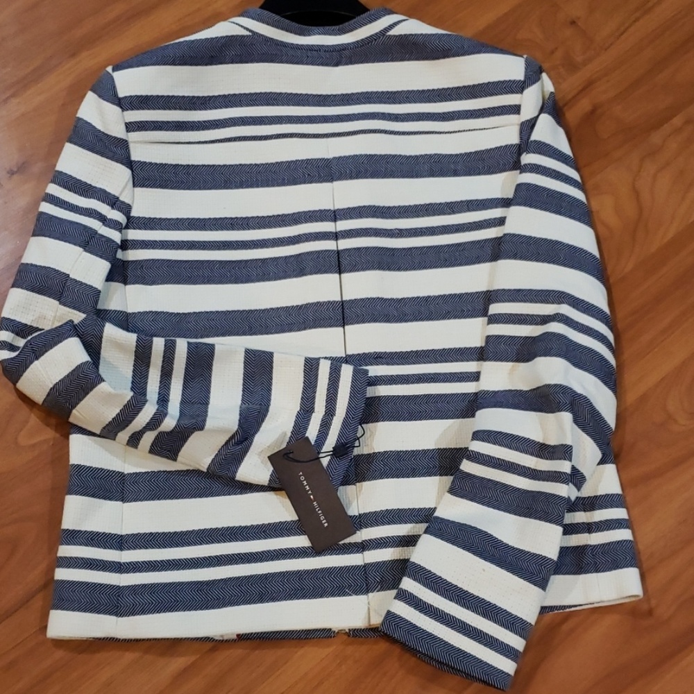 Tommy Hilfiger Women's Twill Striped Blazer Ivory - Picture 5 of 6